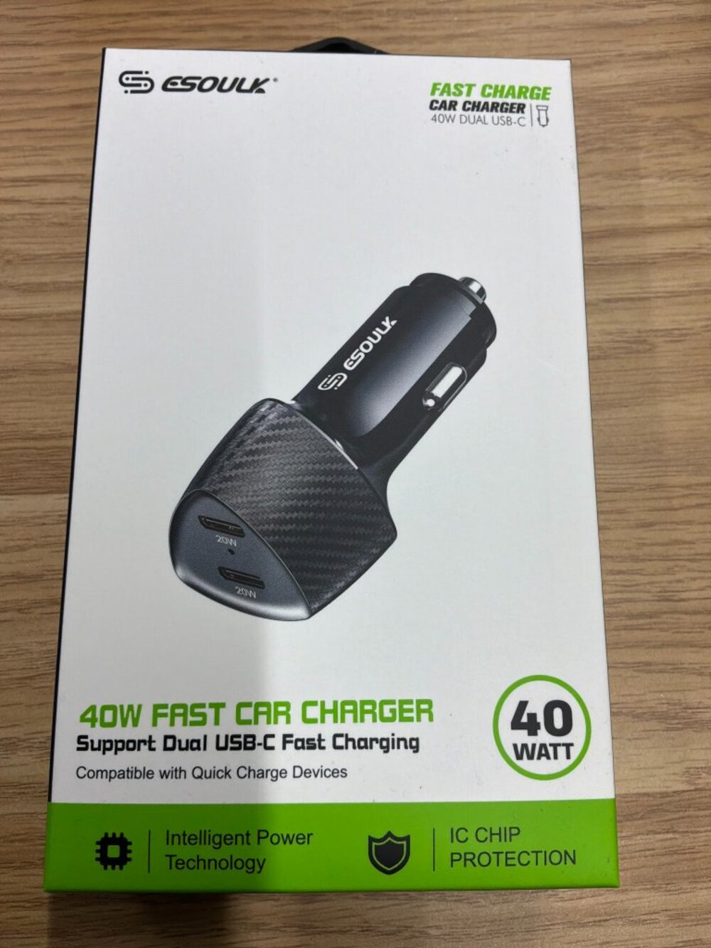 ESoulk 40W Fast Car Charger Dual USB-C Ports PD Fast Charging New